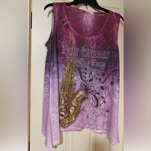 Sweet Gisele Women's Shirt Top New Orleans, The Big Easy Colorful Rhinestones XL